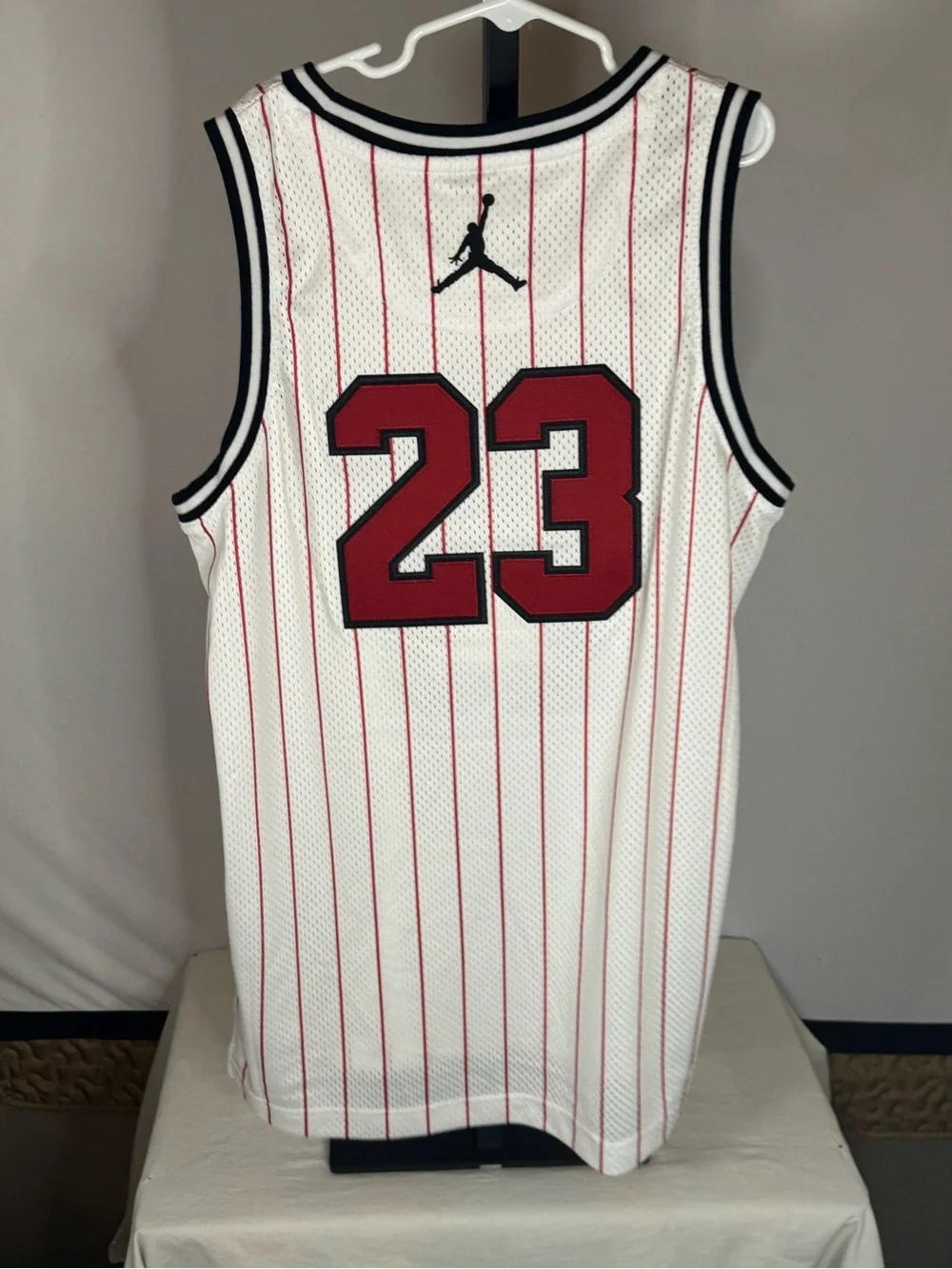 Nike White Basketball Jersey with Red Pinstripes kids youth large
